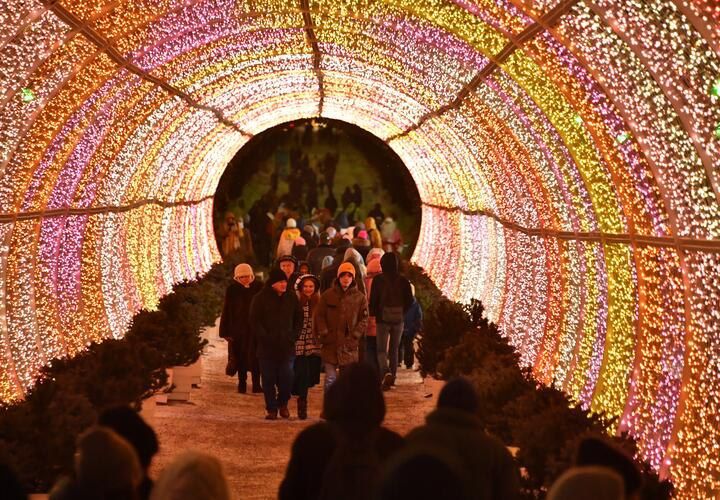 В Краснодаре на улице Красной устанавливают новогоднюю иллюминацию