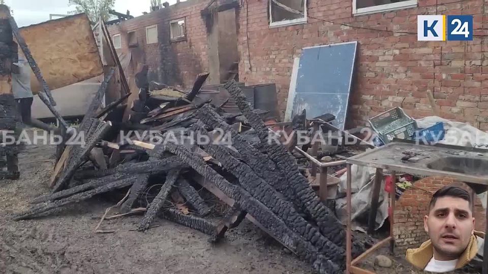 Пожар в конюшне в станице Динской попал на видео