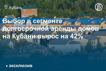 Краснодарский край занял второе место в России по объему предложений загородного жилья для долгосрочной аренды летом 2025 года, при этом выбор домов в регионе увеличился на 42% по сравнению с прошлым годом