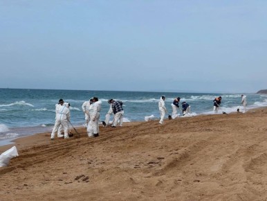 В Анапе ликвидируют небольшие выбросы мазута на трех участках береговой линии