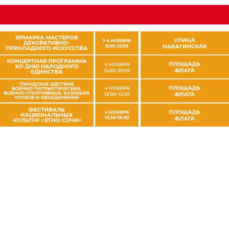 Ко Дню народного единства в Сочи подготовлена обширная программа мероприятий Ко Дню народного единства в Сочи подготовлена обширная программа мероприятий