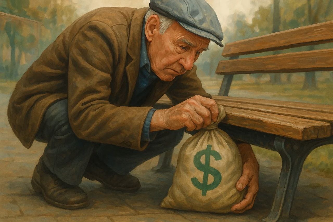 Пенсионер спрятал 1,1 млн рублей под лавочку для мошенников