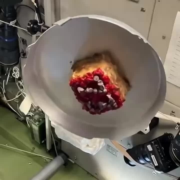 На МКС приготовили торт. Для возвращающегося на Землю экипажа «Союз МС-27» в составе Сергея Рыжикова, Алексея Зубрицкого и Джонатана Кима на Международной космической станции подготовили «летающее» угощение