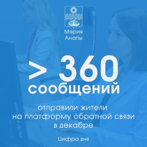 В декабре на Платформу обратной связи «Госуслуги. Решаем вместе» поступило более 360 сообщений от анапчан