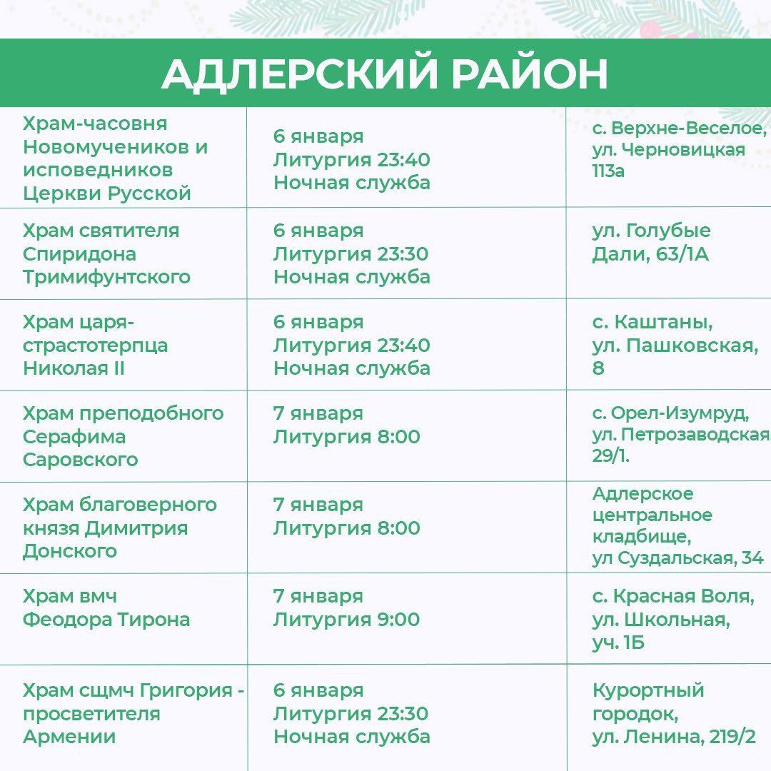 В Рождество дневные богослужения проведут во всех 37 храмах Сочи В Рождество дневные богослужения проведут во всех 37 храмах Сочи