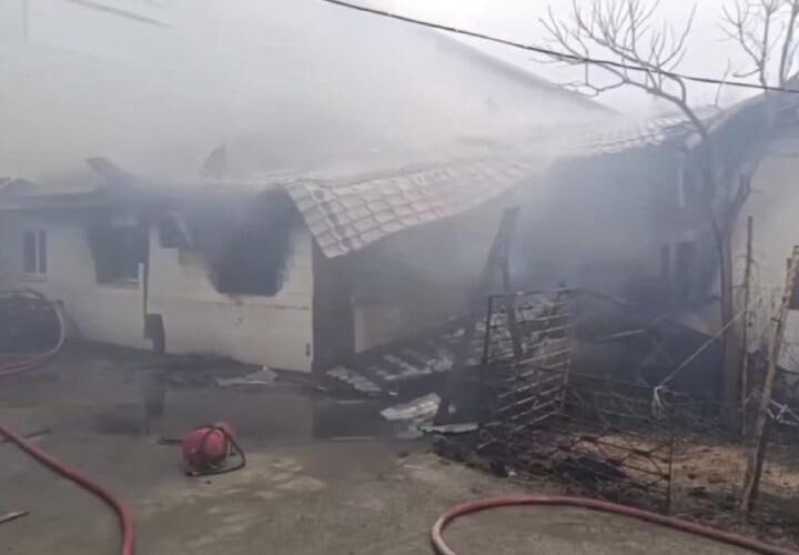 Конюшню с животными внутри охватило пламя