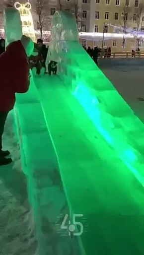 Милота дня: в Кургане песель вместе с ребятишками катался с горки