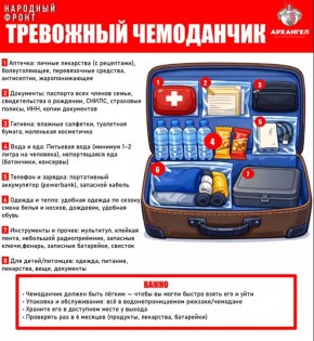 ОНФ совместно с Центром тактической подготовки «Архангел» составили памятку, что должно быть в «тревожном чемоданчике»