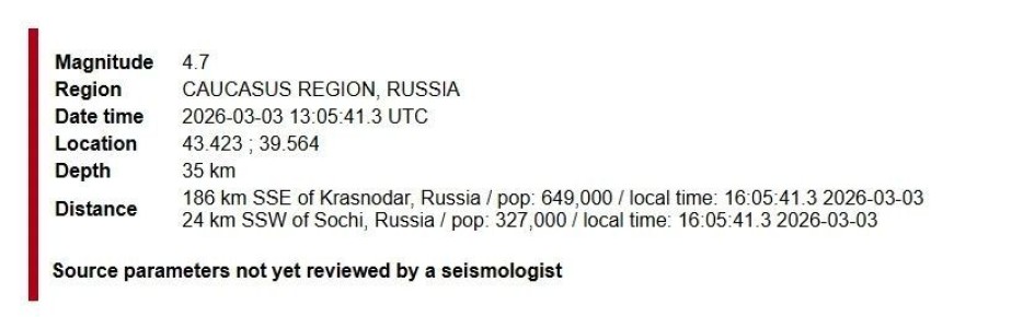 Ещё один толчок почувствовали сочинцы