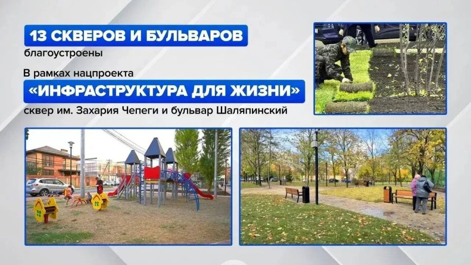 Каждый год в Краснодаре создают новые благоустроенные зелёные территории, приводят в порядок существующие