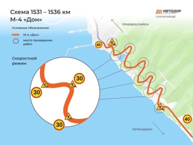 Внимание, водители!. На трассе Новороссийск-Геленджик введут реверс почти на два месяца В связи с дорожными работами на участке км 1531 – 1536 (перевальный участок в районе Геленджика) трассы М-4 «Дон» в обоих направлениях с...