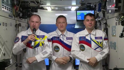 С борта МКС россиян с Днем Космонавтики поздравили космонавты Кудь-Сверчков, Микаев и Федяев