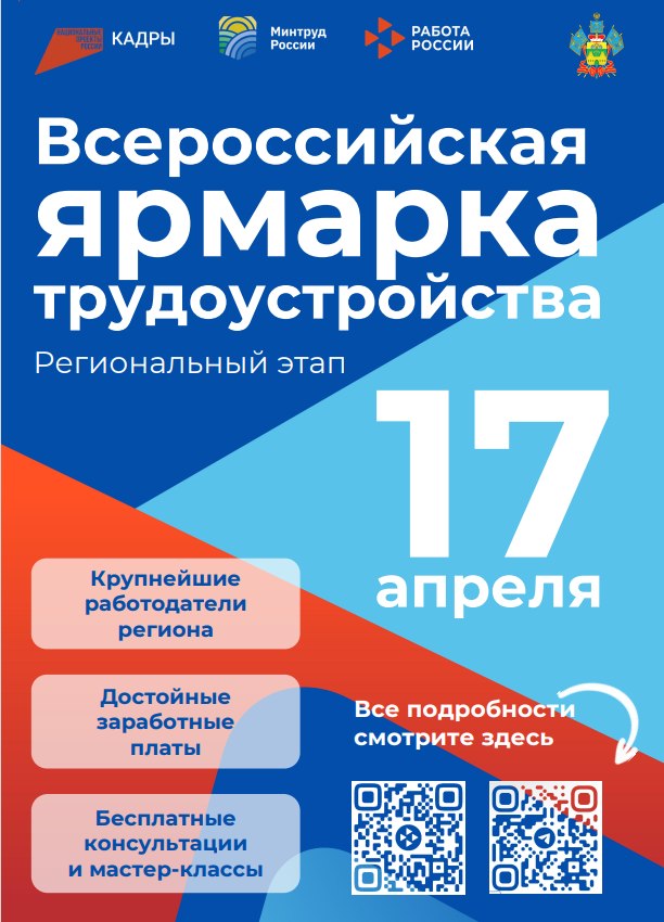 Всероссийская ярмарка трудоустройства «Работа России. Время возможностей» пройдет в Краснодарском крае