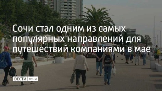 Сочи занял третье место в рейтинге самых востребованных направлений для отдыха компаниями в мае от одного из сервисов для бронирования отелей и квартир