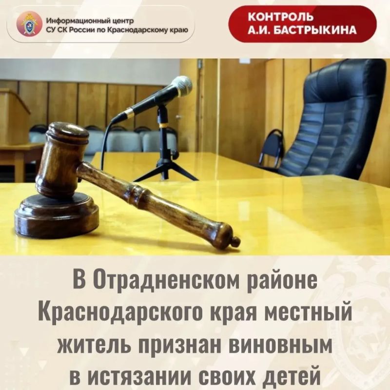 В Отрадненском районе Краснодарского края местный житель признан виновным в истязании своих детей