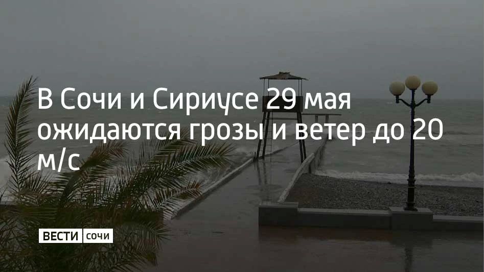 Ночью и утром 29 мая в Сочи и на федеральной территории Сириус прогнозируют грозу