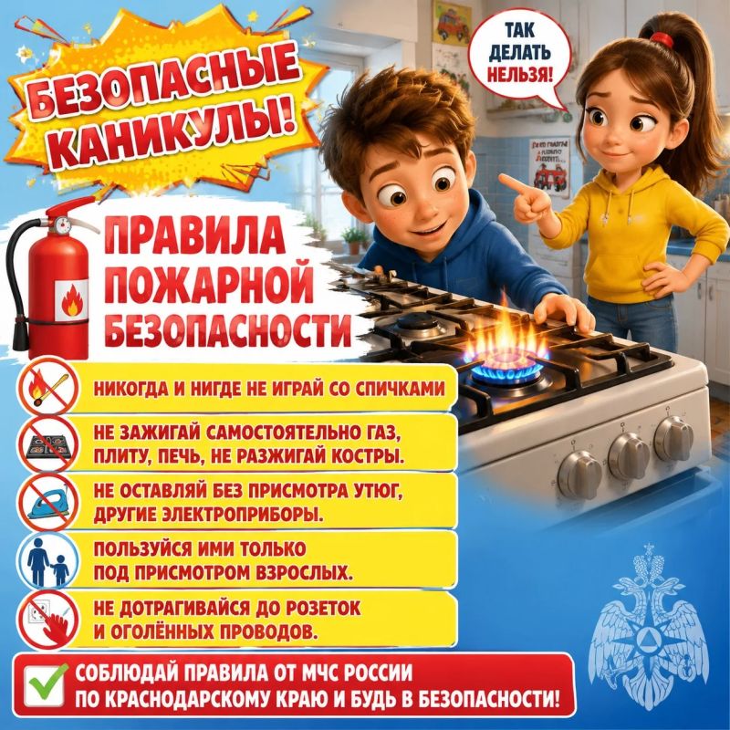 Соблюдайте правила пожарной безопасности — будь в безопасности! Знай правила — и отдыхай спокойно!