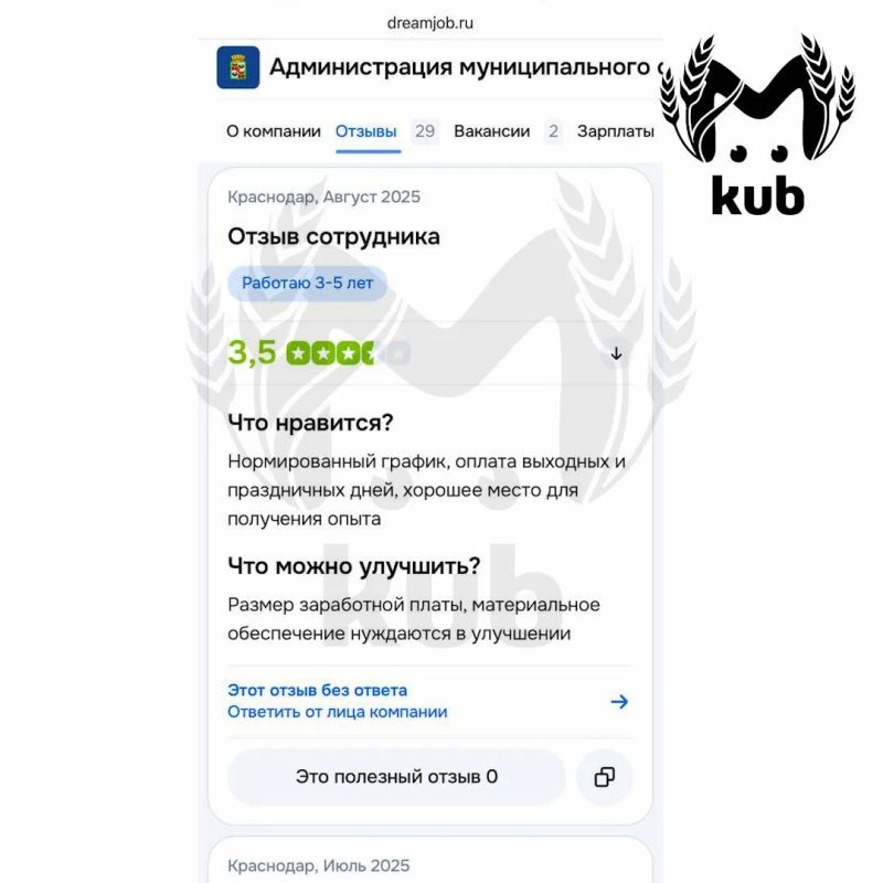 Сотрудники мэрии Краснодара пишут отзывы о своей работе