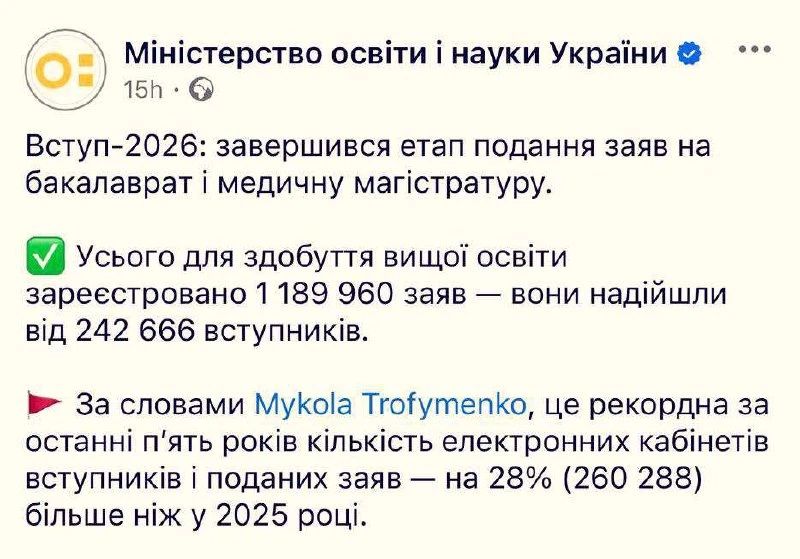 Украинские ВУЗЫ в этом году поставили пятилетний рекорд по количеству абитуриентов