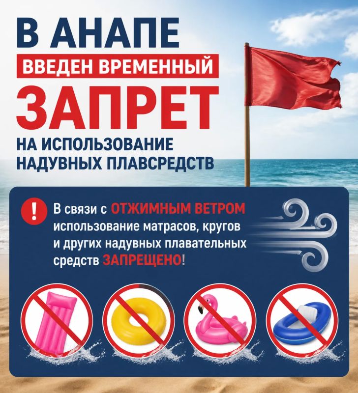 В Анапе введен временный запрет на использование надувных плавсредств