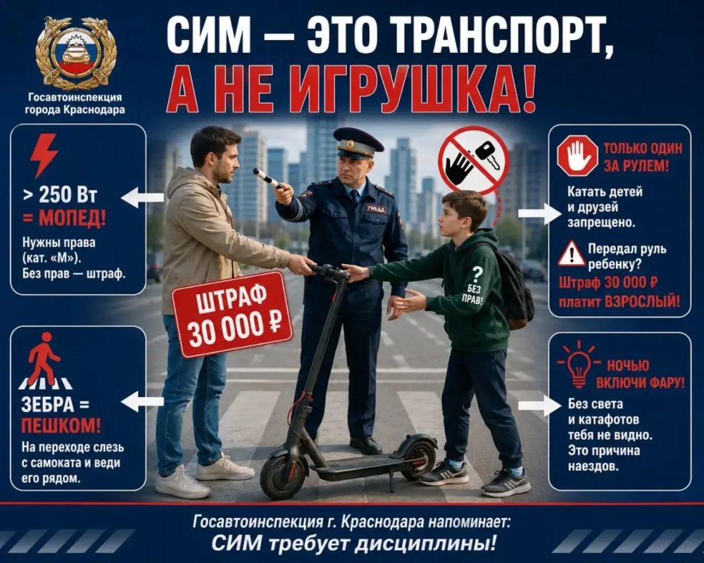 Уважаемые граждане! В связи с ростом популярности средств индивидуальной мобильности, Госавтоинспекция Краснодара обращает ваше внимание на юридические нюансы, о которых часто забывают владельцы