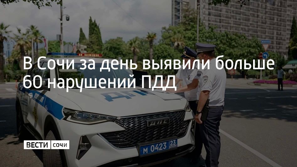 Сочинские полицейские провели рейд "Правопорядок" и составили 64 протокола, сообщили в Госавтоинспекции города