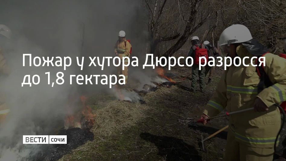 В Новороссийске возгорание в районе хутора Дюрсо увеличилось до 1,8 гектара