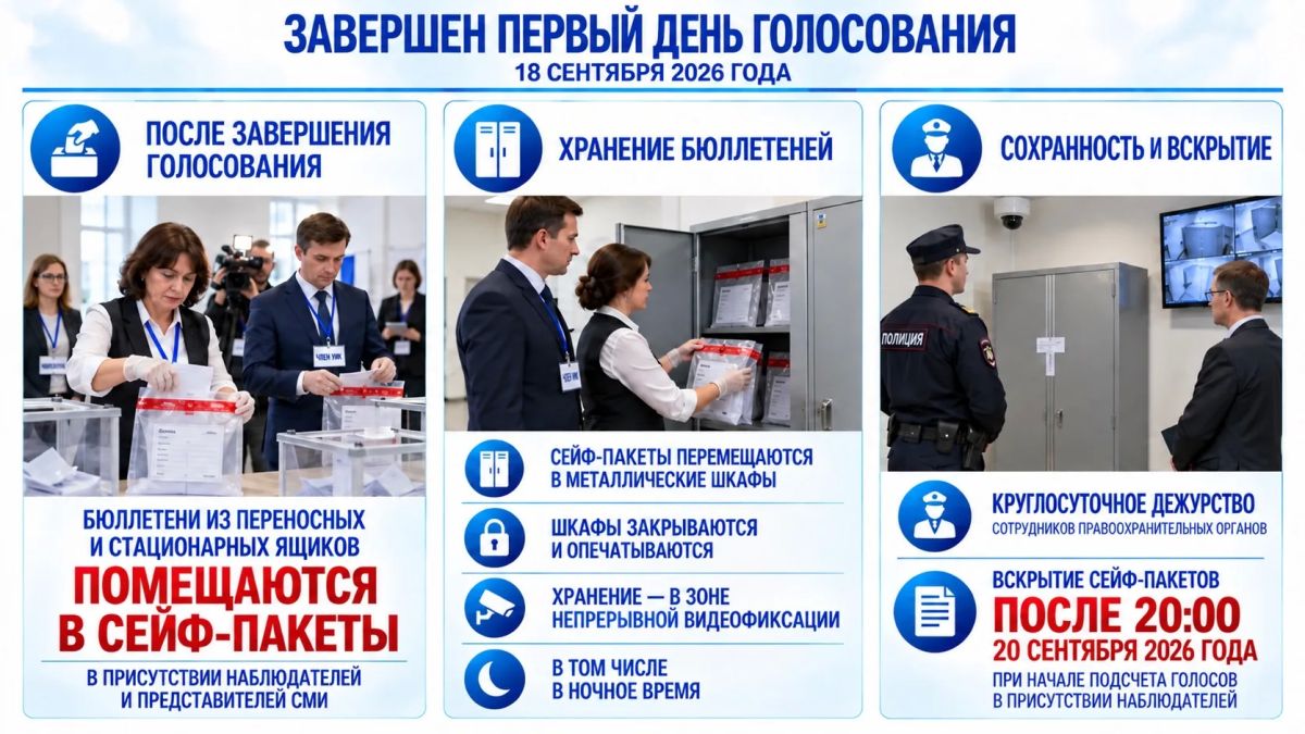 На территории Краснодарского края завершился первый день голосования на выборах депутатов Государственной Думы Федерального Собрания Российской Федерации девятого созыва