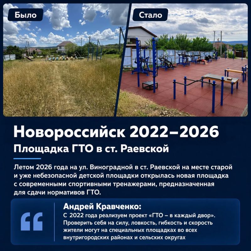 Еще совсем недавно детская площадка на улице Виноградной в станице Раевской выглядела как привет из прошлого