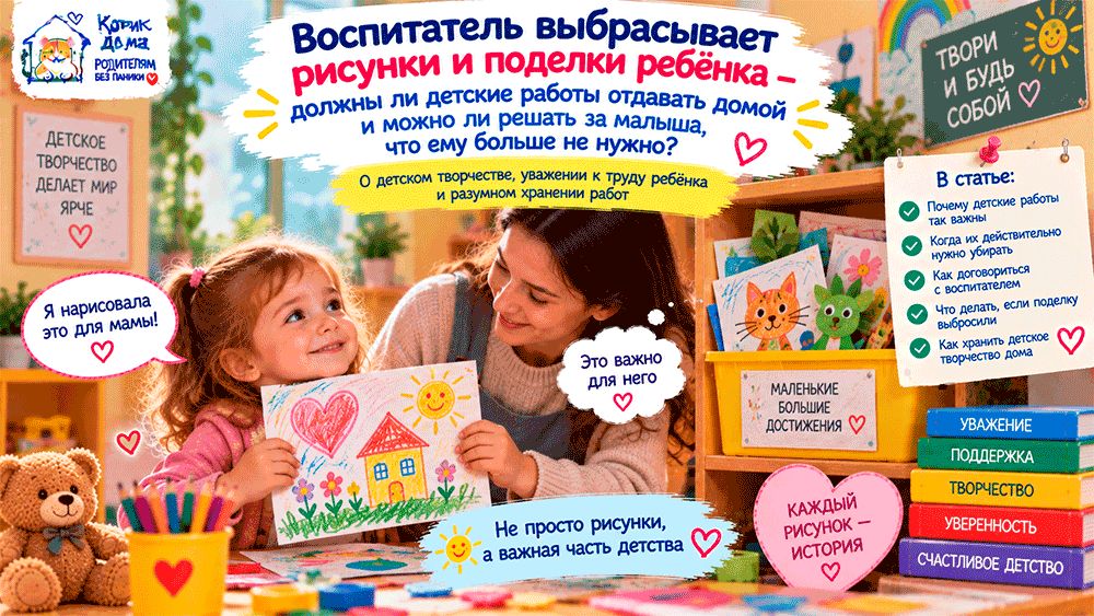 Воспитатель выбрасывает работы ребёнка: что делать родителям?