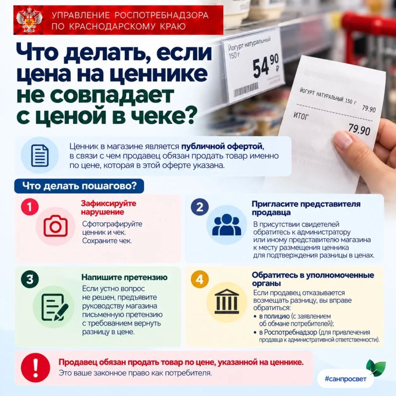 Что делать если цена на ценнике не совпадает с ценой в чеке