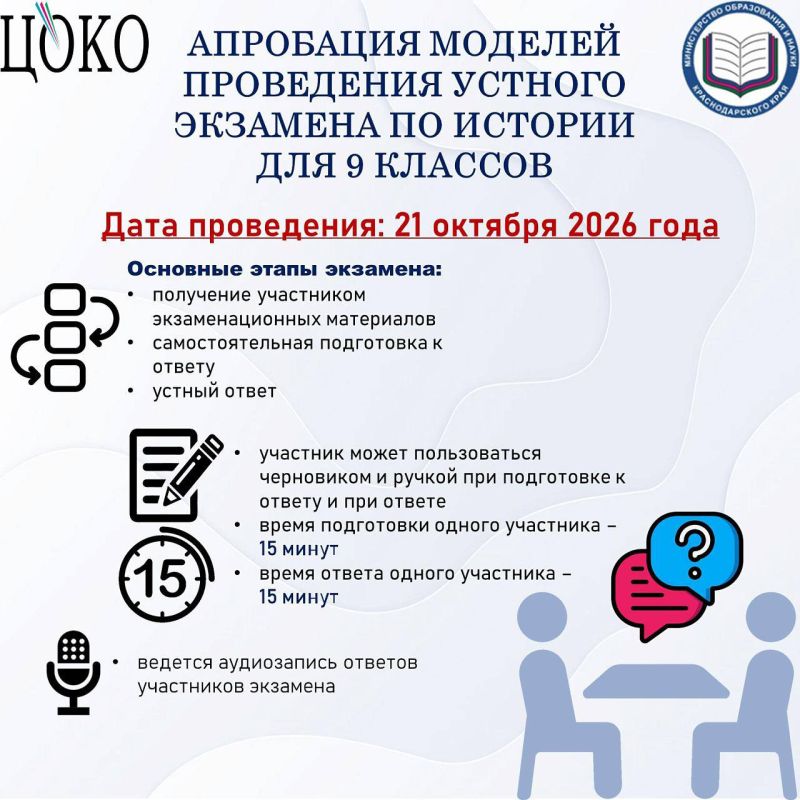 Кубанские 9-классники впервые сдадут пробный устный экзамен по истории