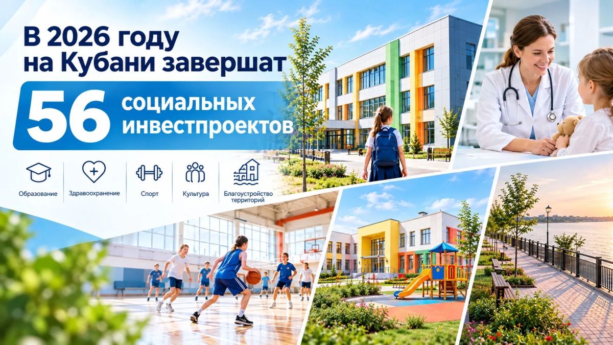 На Кубани в 2026 году завершат 56 социальных инвестпроектов