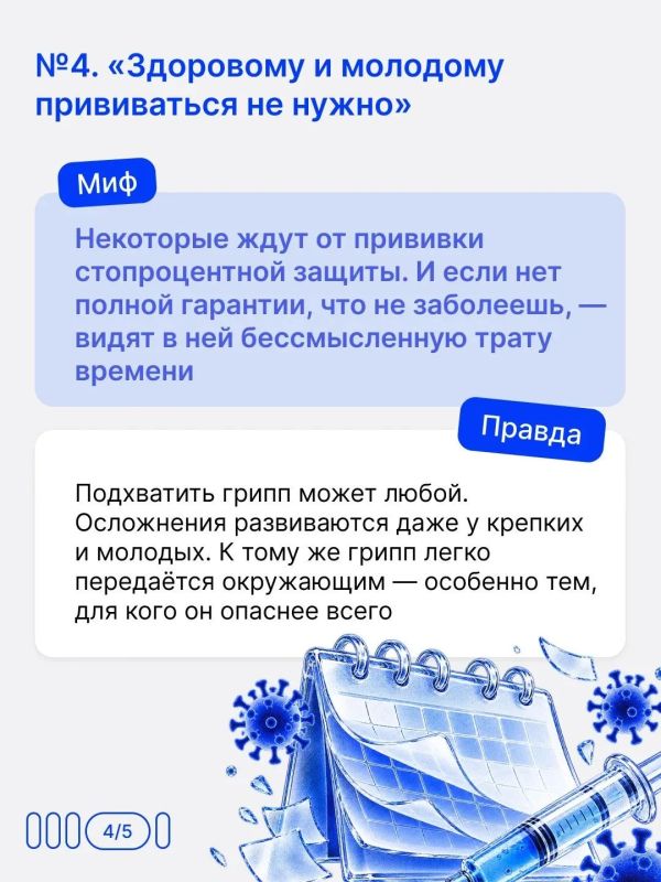 Топ-5 мифов о вакцинации против гриппа Топ-5 мифов о вакцинации против гриппа